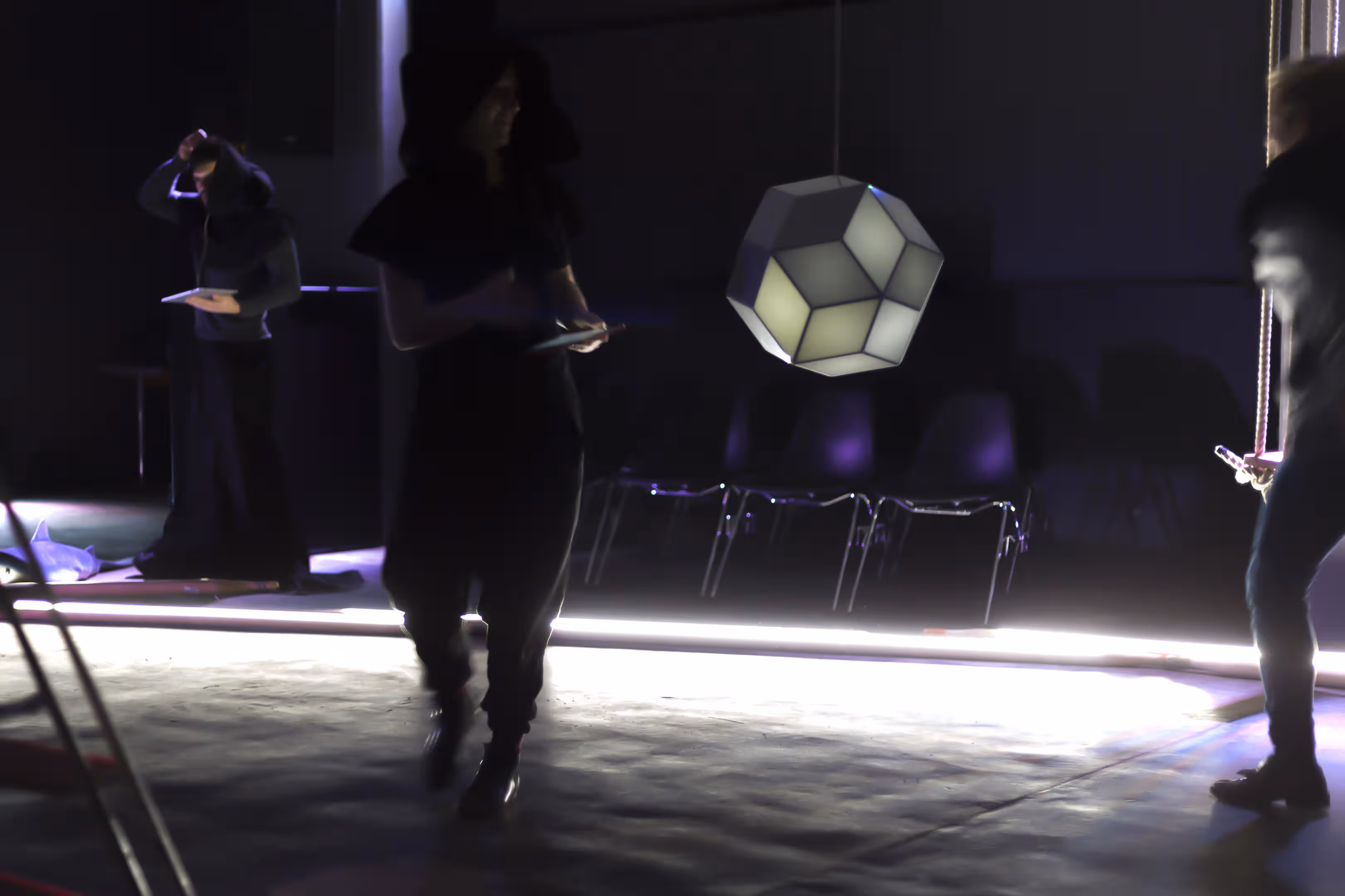 Diskohedron community in progress lecture performance with Kevin Rittberger and Cornelia Sollfrank, Basel 2016